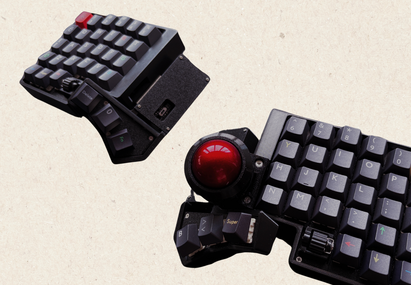 Trackball Keyboard with Adjustable Tenting