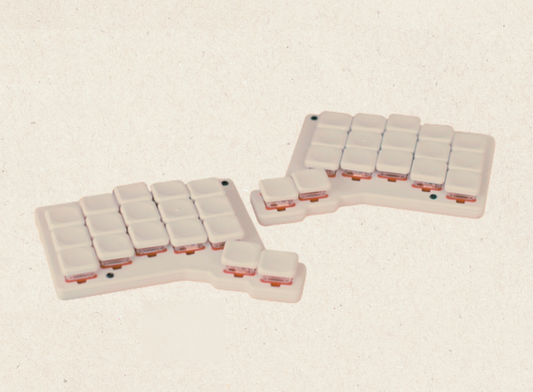 White Forager Split Mechanical READY-TO-USE Keyboard – Low-Profile, Wireless, Ergonomic & Custom-Built


    ⌨️ Keyboard Name: Forager (Split layout)

    🔴 Switches: Choc V1 Pro Red (Low-profile, linear, quiet)

    🎨 Keycaps: KEA-printed, custom low-profile caps

    🔋 Battery: 120mAh rechargeable

    🧠 Firmware: ZMK – fully customizable via keymap

    🧱 Case Material: White PLA (lightweight & durable)

    🔌 Wireless: Yes (Bluetooth-compatible)