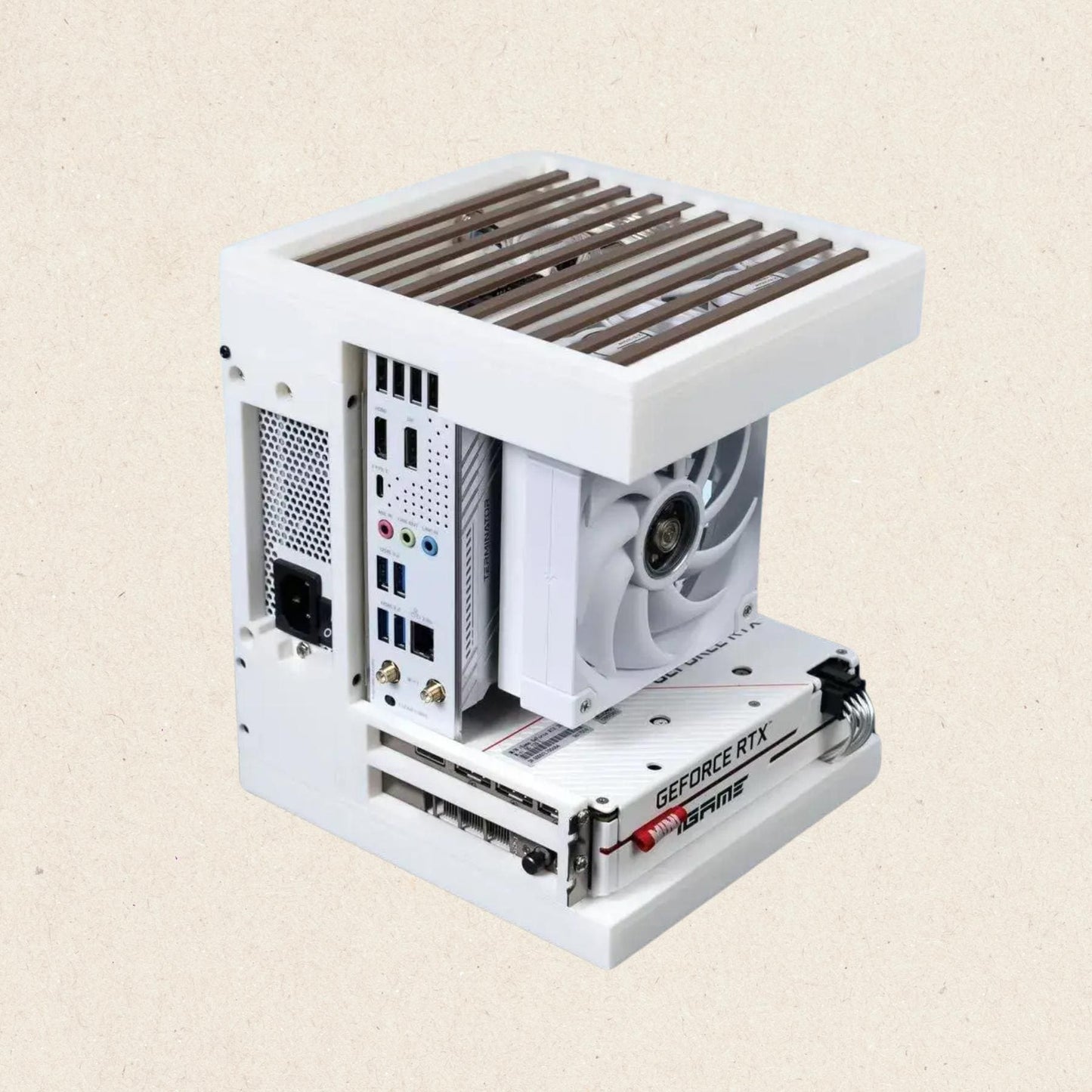 Category: Computer Case | Type: Desktop | Cooling Method: Air Cooling&nbsp;

[Case Dimension]: 9.45 * 7.9 * 7.5 inch / 240 * 200 * 190 mm

[Motherboard]: ITX (6.7 x 6.7 inches or 6.7 x 7.5 inches / 17 x 17 cm or 17 x 19 cm)

[Power Supply compatibility]: SFX power supply (4.9 x 3.9 x 2.5 inches / 125 x 100 x 63mm, height can be 2.5 / 2.6 inches or 64 / 65mm)

[Graphics card]: There are only 2 GPU slots Hard disk position There is a position on the top to install two 3.1 inch / 8 cm cooling fans, or two 2.5 