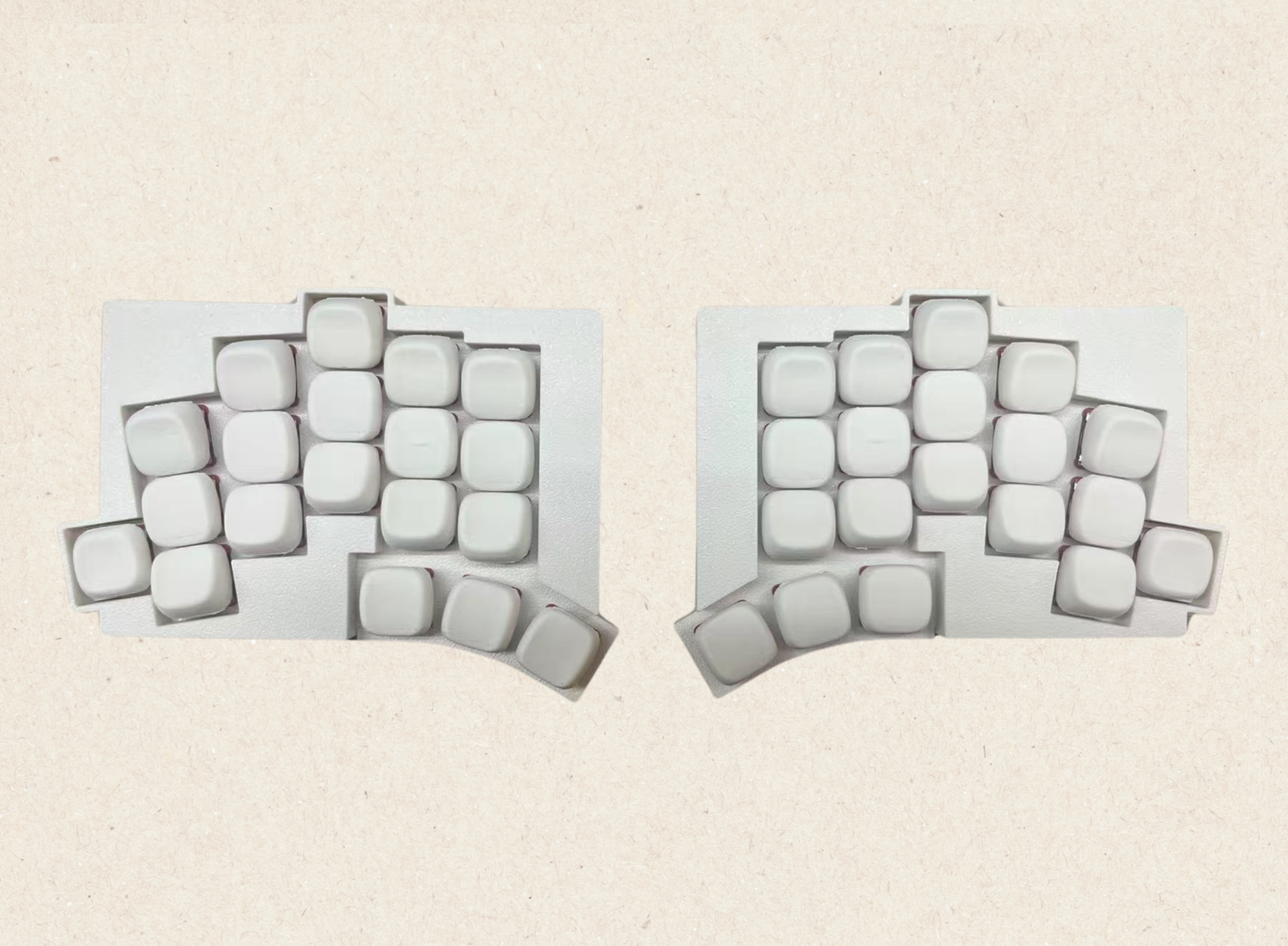 Description: Totem is a 38-key low-profile split keyboard, available in wireless/Bluetooth (default). Wired edition is available upon request and please message the store to specify. 

Totem Split Keyboard – a sleek, low-profile wired keyboard designed for comfort, performance, and style.

【Hot Swap/Wled】Hot Swap PCB
【Main controller】Xiao Ble
【RGB】No RGB
【Key-Change】ZMK 
【Switch】Support Choc V1 Switch (Pro Red - Linear - 35±10gf - nylon bottom/PC top, POM stem)
Battery】150mah Battery
Ready-to-use Packing